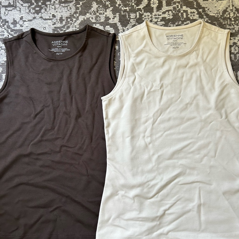 2 pieces NEW | Adrienne Vittadini Brown and Ivory Sleeveless Tank Top | - Picture 3 of 5